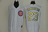 Cubs 23 Ryne Sandberg White Gold Nike Cool Base Sleeveless Jersey,baseball caps,new era cap wholesale,wholesale hats